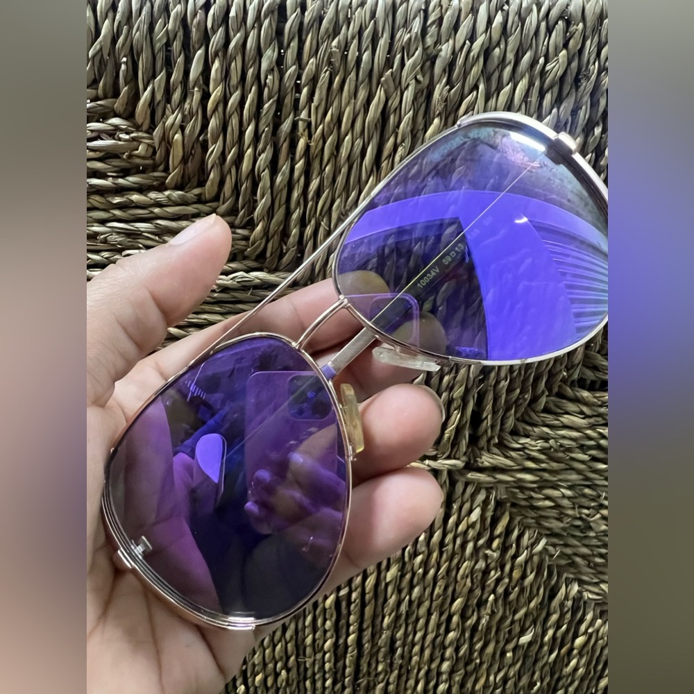 Michael Kors Chelsea Aviator Sunglasses Rose Gold with Purple Mirror